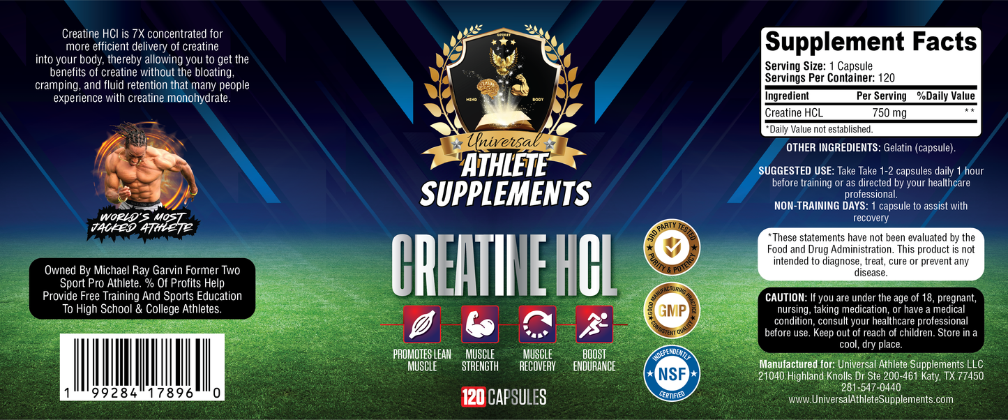 Creatine HCL 750mg 120 Servings